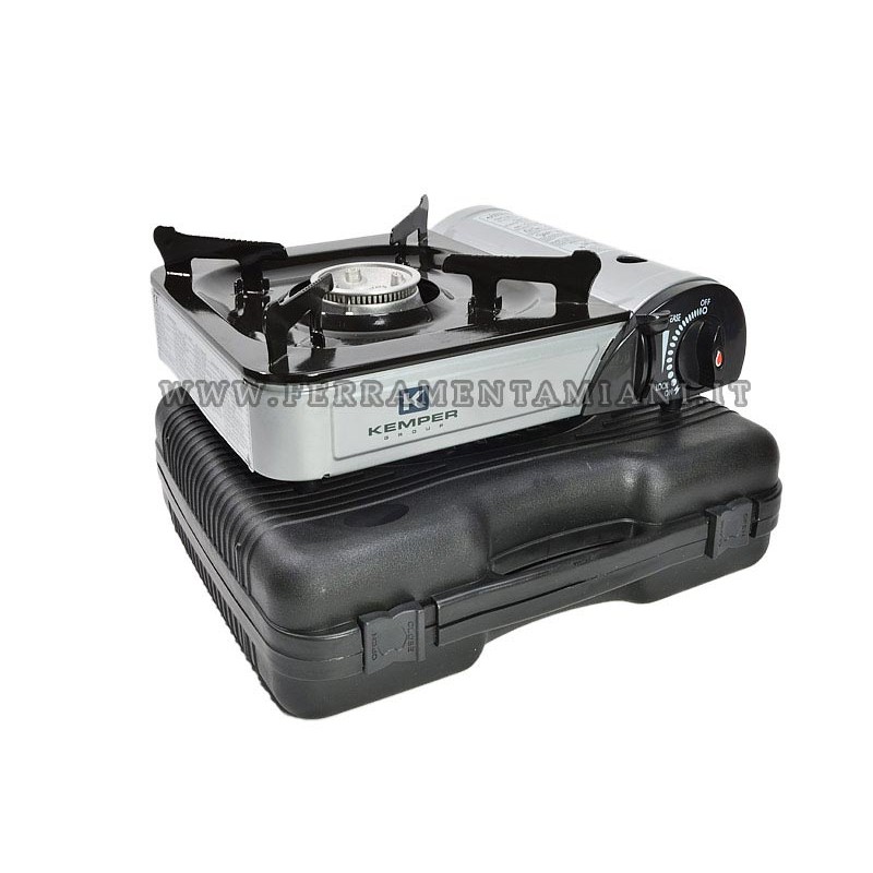 Fornello Portatile Kemper A Cartuccia 577 - Acciaio Inox, Grigio, Ideale Per Campeggio - Foto 6