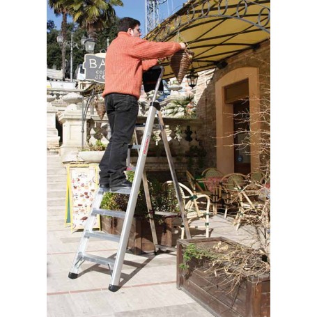 Scala A Forbice Faraone 6 Gradini - In Alluminio Con Portata 150kg - Piano Antiscivolo - Altezza Max 3,13m - Foto 8