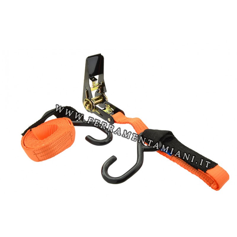 Cinghia A Cricchetto Perel 9m X 50mm Con Ganci - Portata Max 1000 Kg