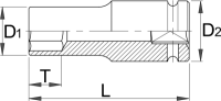 BUSSOLA DA 17 MM ATTACCO 1/2” LUNGA MOD. 231/4L6P IMPACT  UNIOR