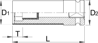 BUSSOLA IMPACT 1/2” 17 MM LUNGA PER RUOTE IN LEGA ART. 231/4PL ART. 619015 UNIOR